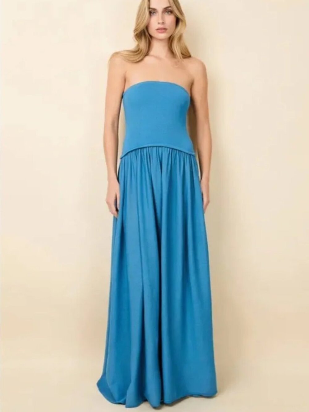 Strapless Soglio Dress in French Blue